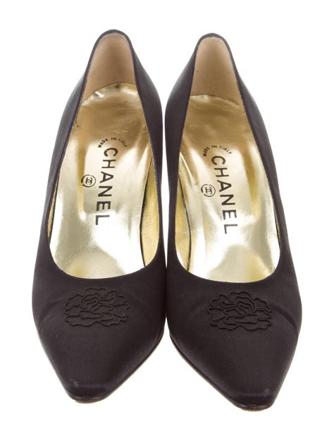 vintage chanel pointed toe heels with front button strap|Vintage Chanel Shoes .